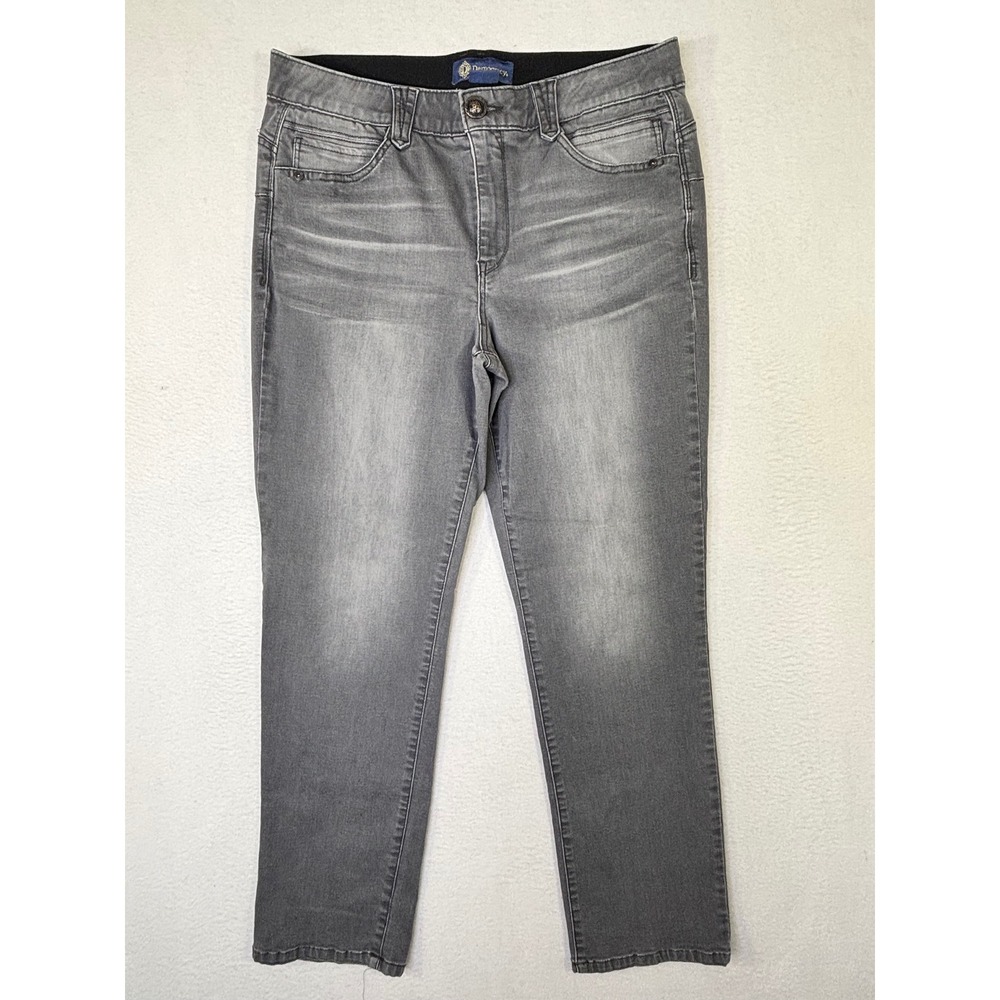 Democracy Ab Solution Grey Straight Leg Jeans Womens Size 14 Stretch Denim